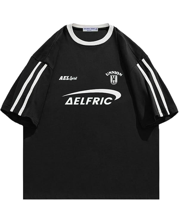 Aelfric Eden Mens Graphic Tees Oversized Womens T Shirt Contrast Color Vintage Racing Tee Streetw... | Amazon (US)