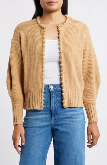 Wit & Wisdom Faux Pearl Trim Cardigan | Nordstrom | Nordstrom