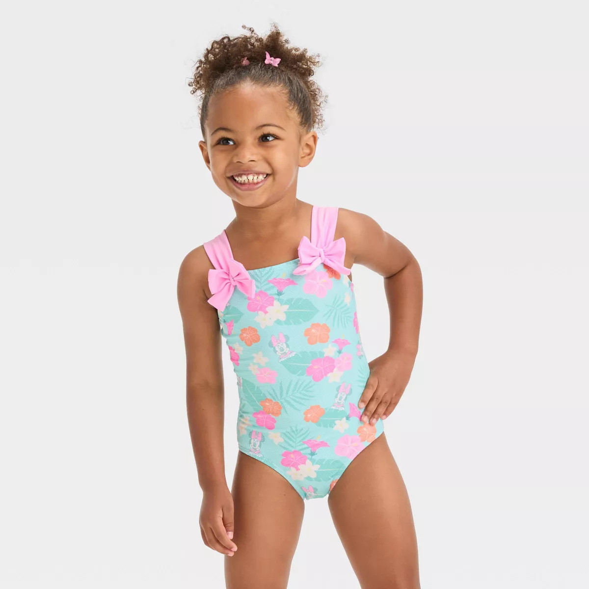 Toddler Girls' Disney Minnie Mouse One Piece Swimsuit - Aqua Green | Target