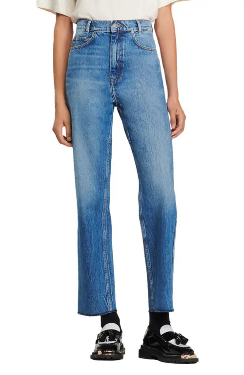 sandro Clark Faded Straight Leg Jeans in Blue Jean at Nordstrom, Size 8 Us | Nordstrom