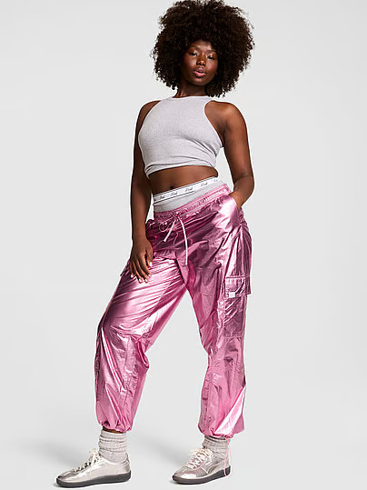 Metallic Barrel Cargo Pants, Pink, M - Women's Bottoms - PINK | Victoria's Secret (US / CA )