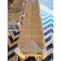 Morrocan Bench 160cm, Craft Bench, Wooden Sofa, Berber Stool, Handmade Morrocan Straw Woven | Etsy (US)