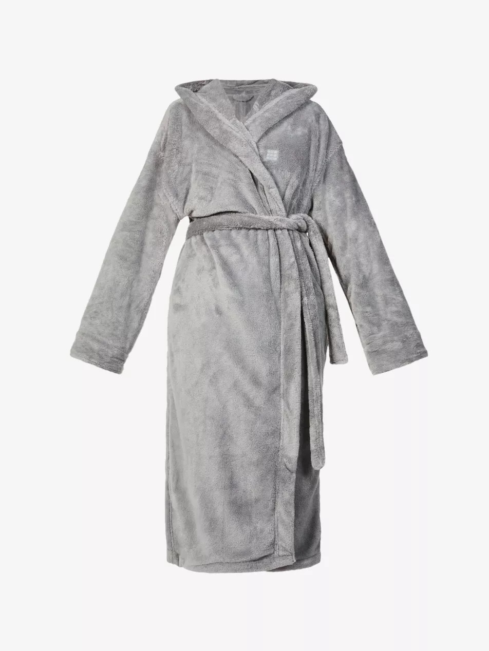 Logo-embroidered recycled-polyester house robe | Selfridges