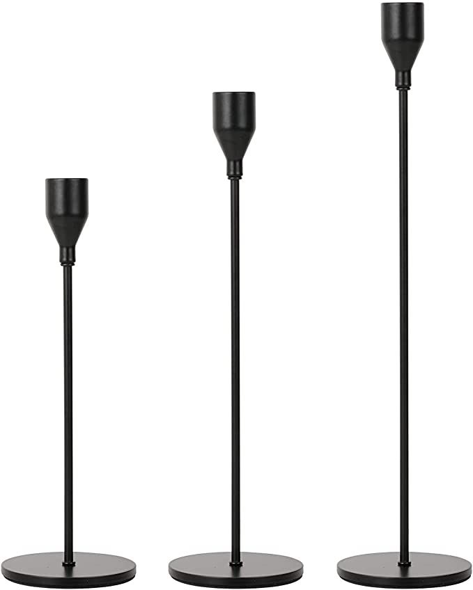 SefiHome Black Candlestick Holders Set of 3, Candle Sticks Holder Decor, Candle Stick Holder Fit ... | Amazon (US)