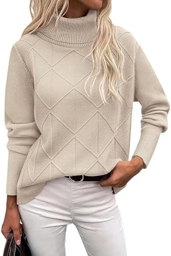 Zeagoo Women's Turtleneck Sweater Fall Winter 2025 Long Sleeve Chunky Knitted Trendy Pullover Top... | Amazon (US)