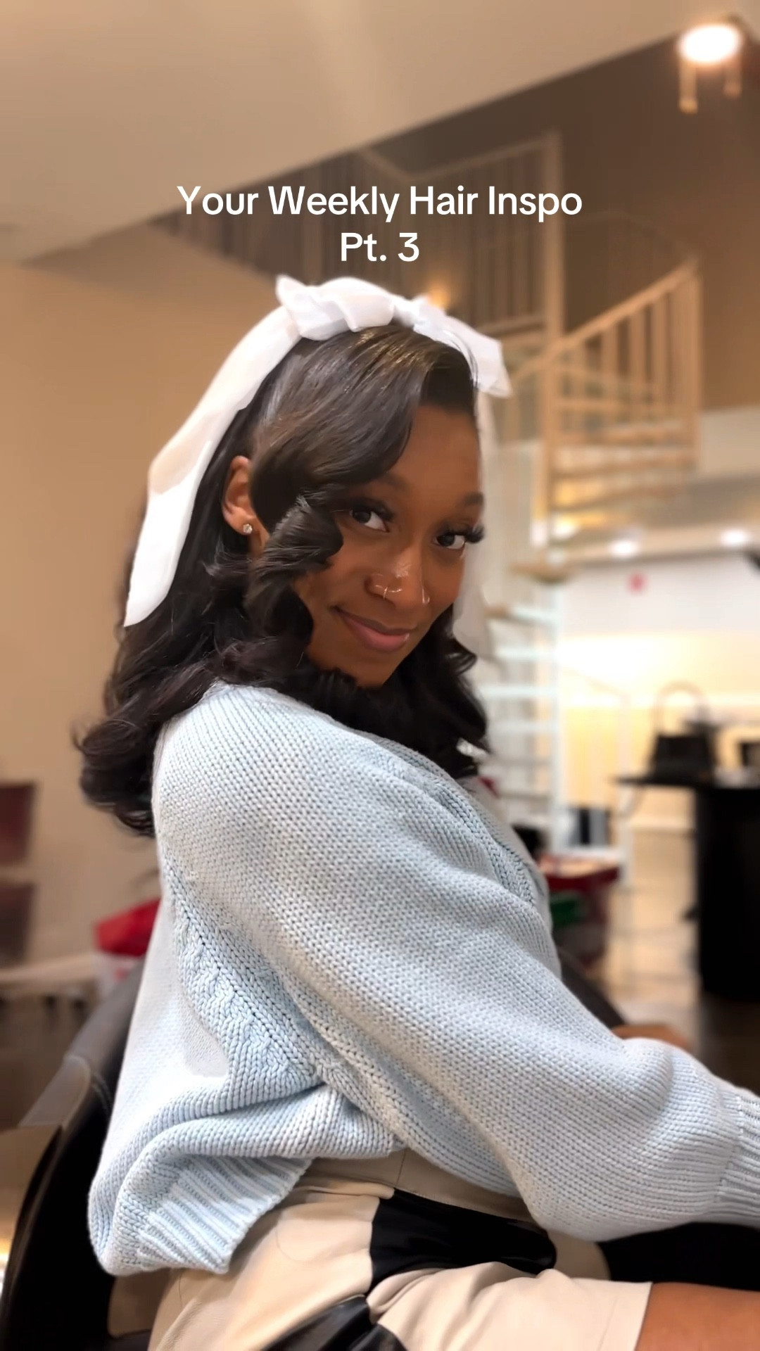 Your weekly hair inspo: 60s Mod 🩵🦢
Top: Cotton Cable Knot Sweater (similar linked) 

#LTKgrwm #LTKootd #LTKBeauty