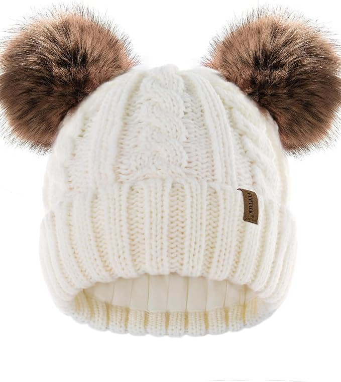 FURTALK Toddler Warm Winter Hat Kids Baby Knitted Soft Beanie with Double Faux Fur Pom Poms for G... | Amazon (US)