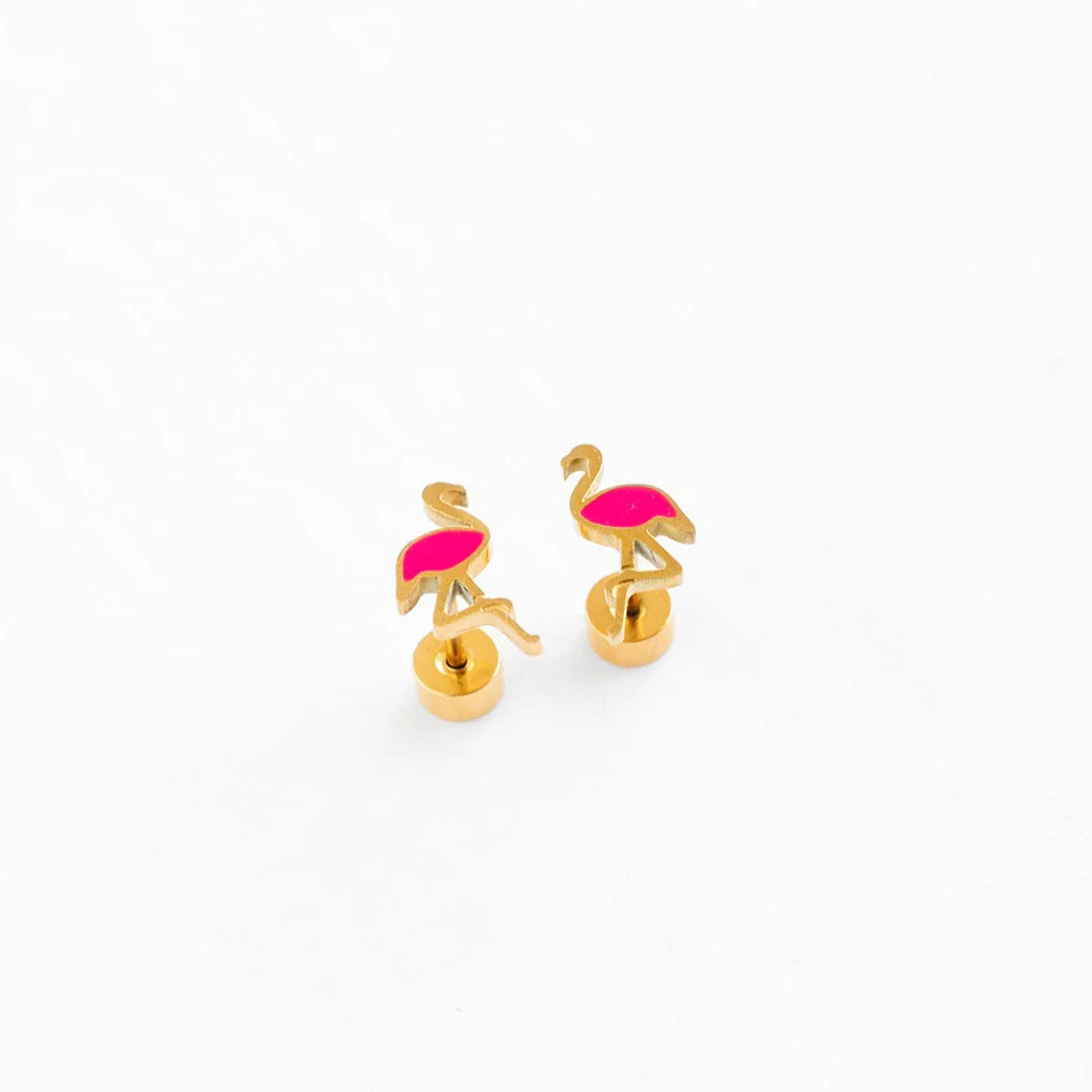 Enamel Flamingo Stud Earring | Pip Pop Post