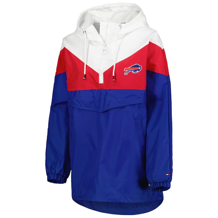 Women's Buffalo Bills Tommy Hilfiger White/Red Staci Half-Zip Hoodie Windbreaker Jacket | NFL Shop