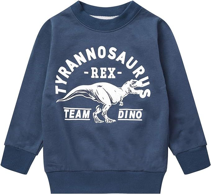 Boy Dinosaur Sweatshirts Toddler Long Sleeve Cotton Space Pullover Cartoon T-Shirts Sport Top Tee... | Amazon (US)