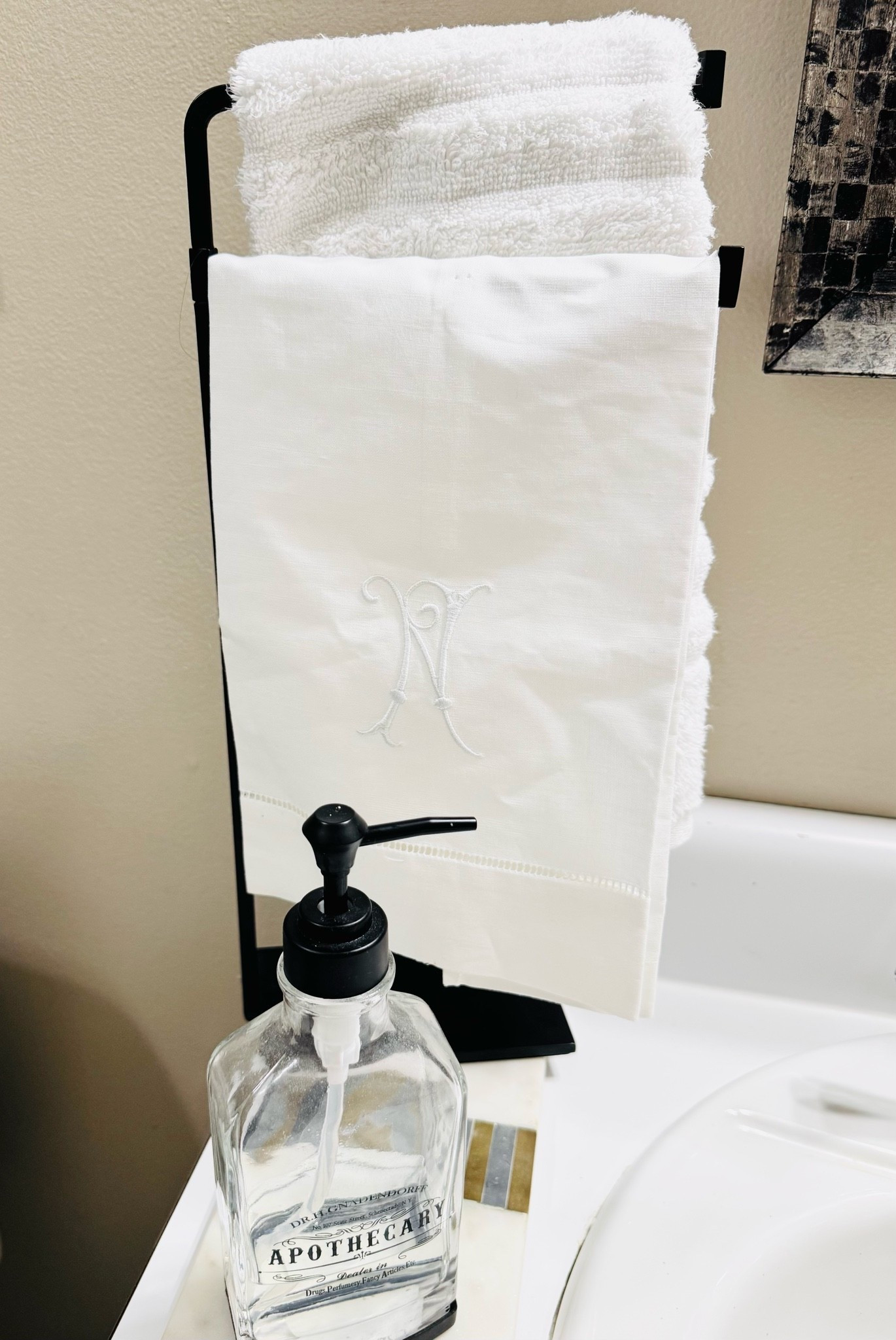 This hand towel stand from target is perfect!