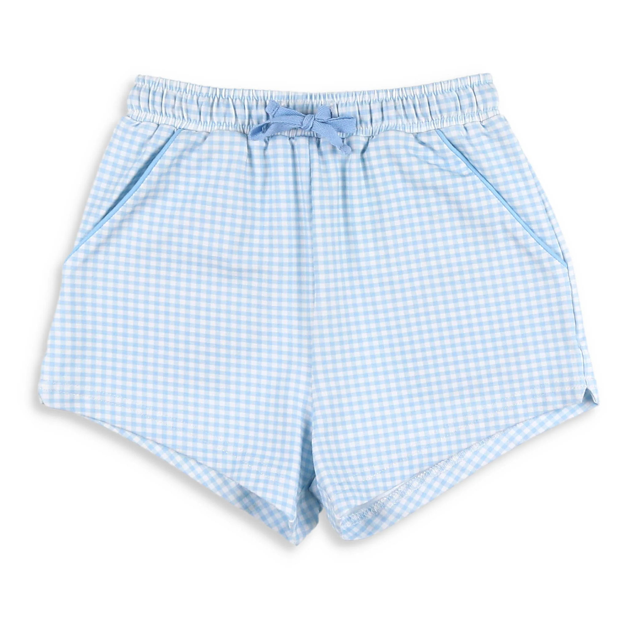 Boys Gameday Check Shrimp Shorts - Light Blue - Shrimp and Grits Kids | Shrimp and Grits Kids