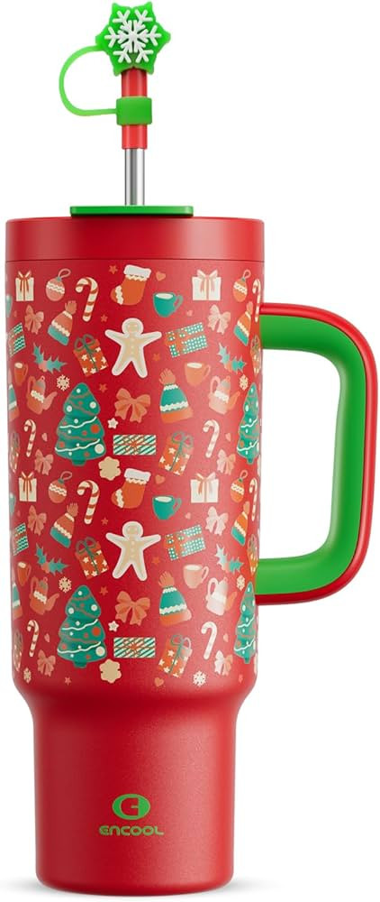 40 oz Christmas Tumbler with Handle and Straw, 100% Leakproof Tumbler with Lid and Straw, Stainle... | Amazon (US)