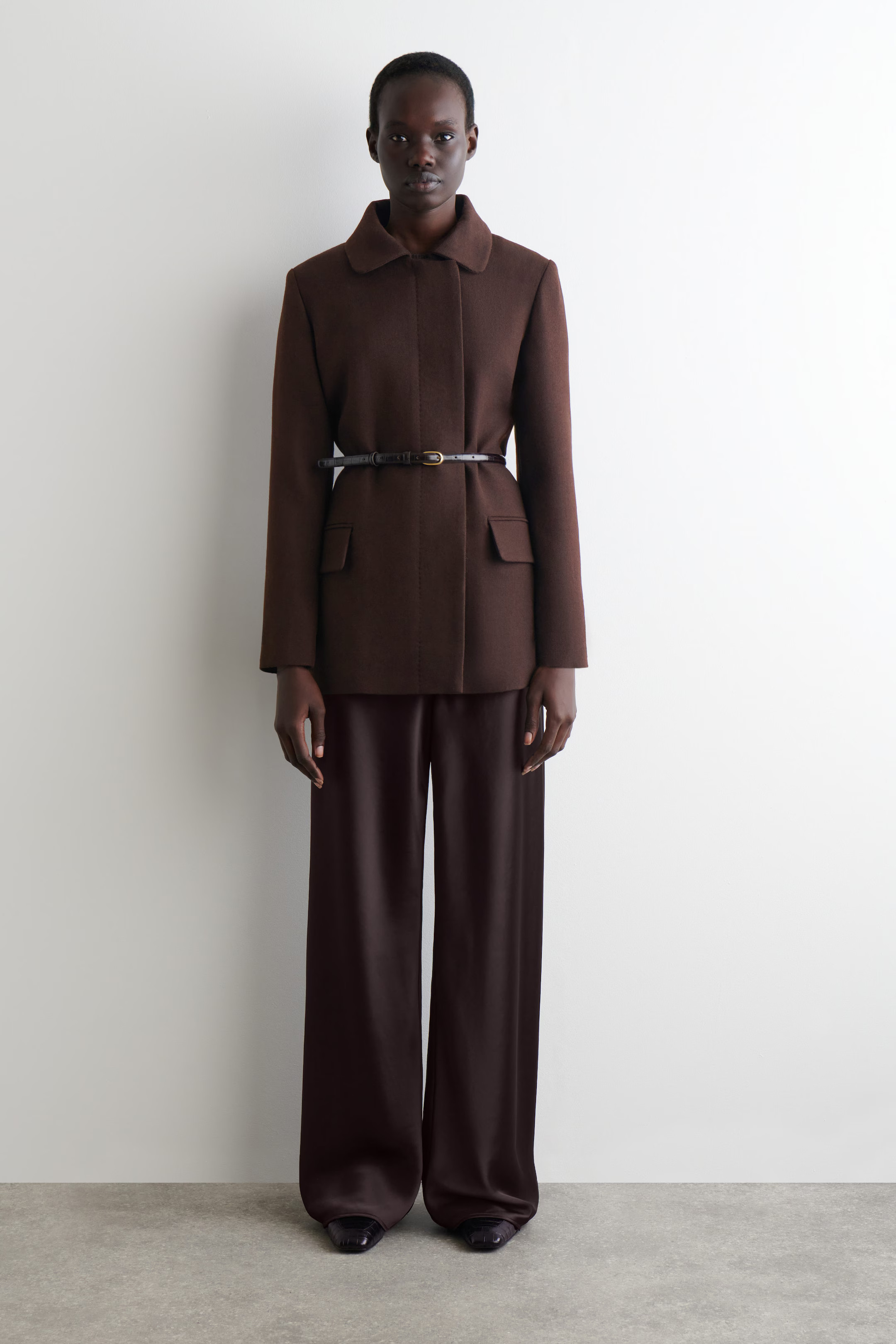 SATIN WIDE-LEG TROUSERS - DARK BROWN | COS GB | COS UK