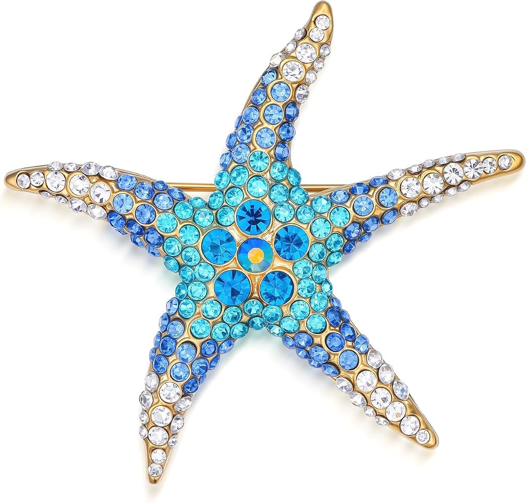 Ocean Animal Theme Brooches for Women Rhinestone Brooch Pin 14K Gold-plated Lapel Pin Christmas B... | Amazon (US)