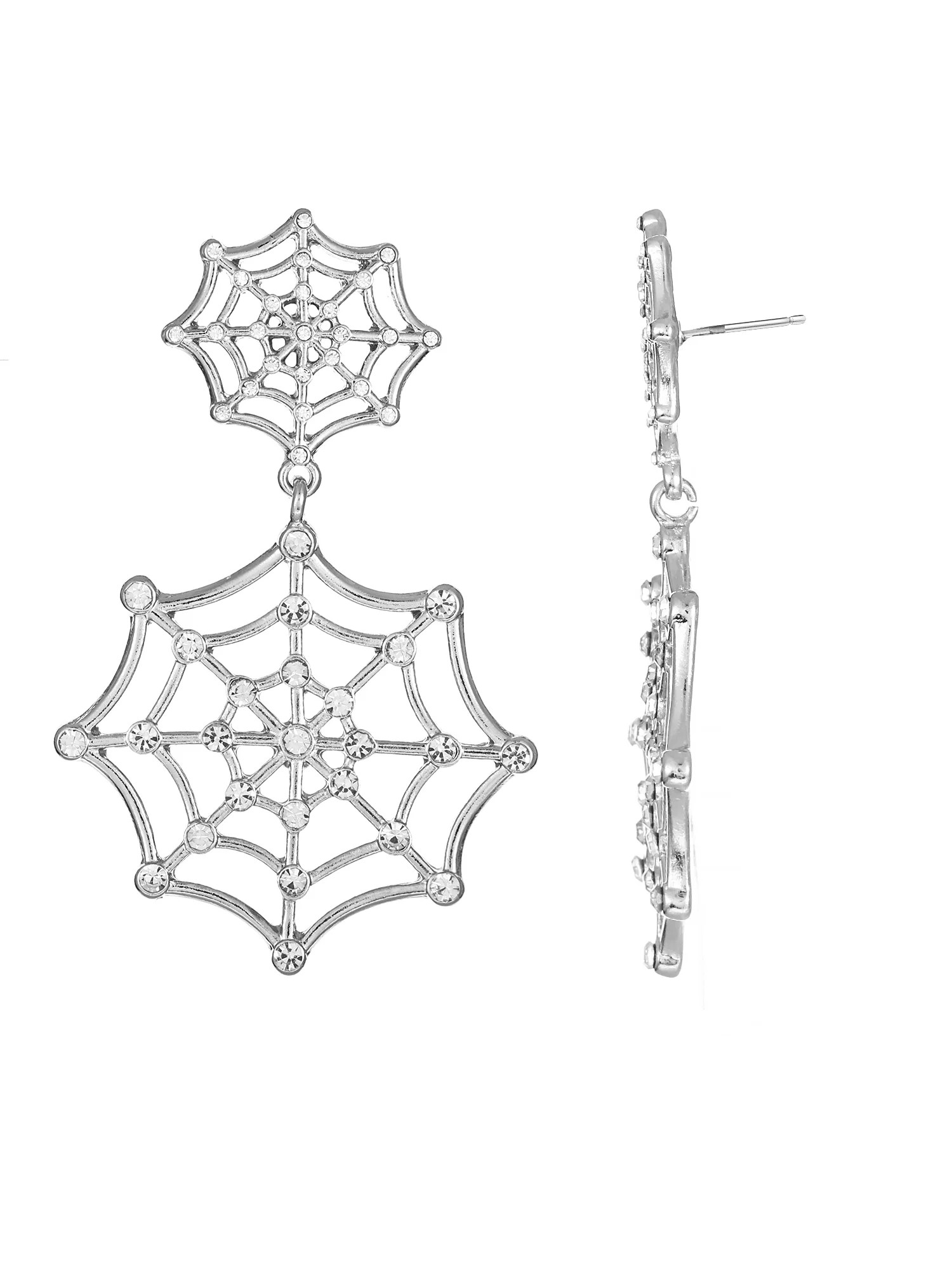 Way to Celebrate Halloween Silver Web Earring, 1 Pair, Female | Walmart (US)