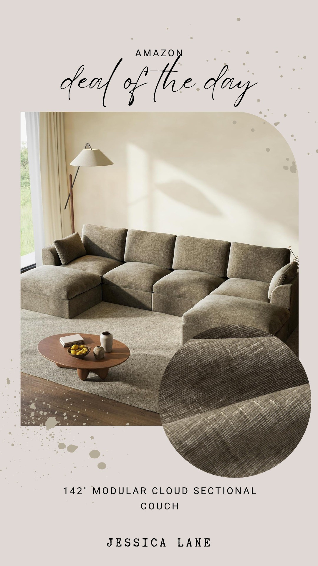 Experience ultimate comfort with this massive 142" modular cloud sectional couch. Its versatile design allows you to configure the perfect seating arrangement for any living room.#livingroomdecor #cloudcouch #amazonhome #homedesign

#LTKSaleAlert #LTKHome