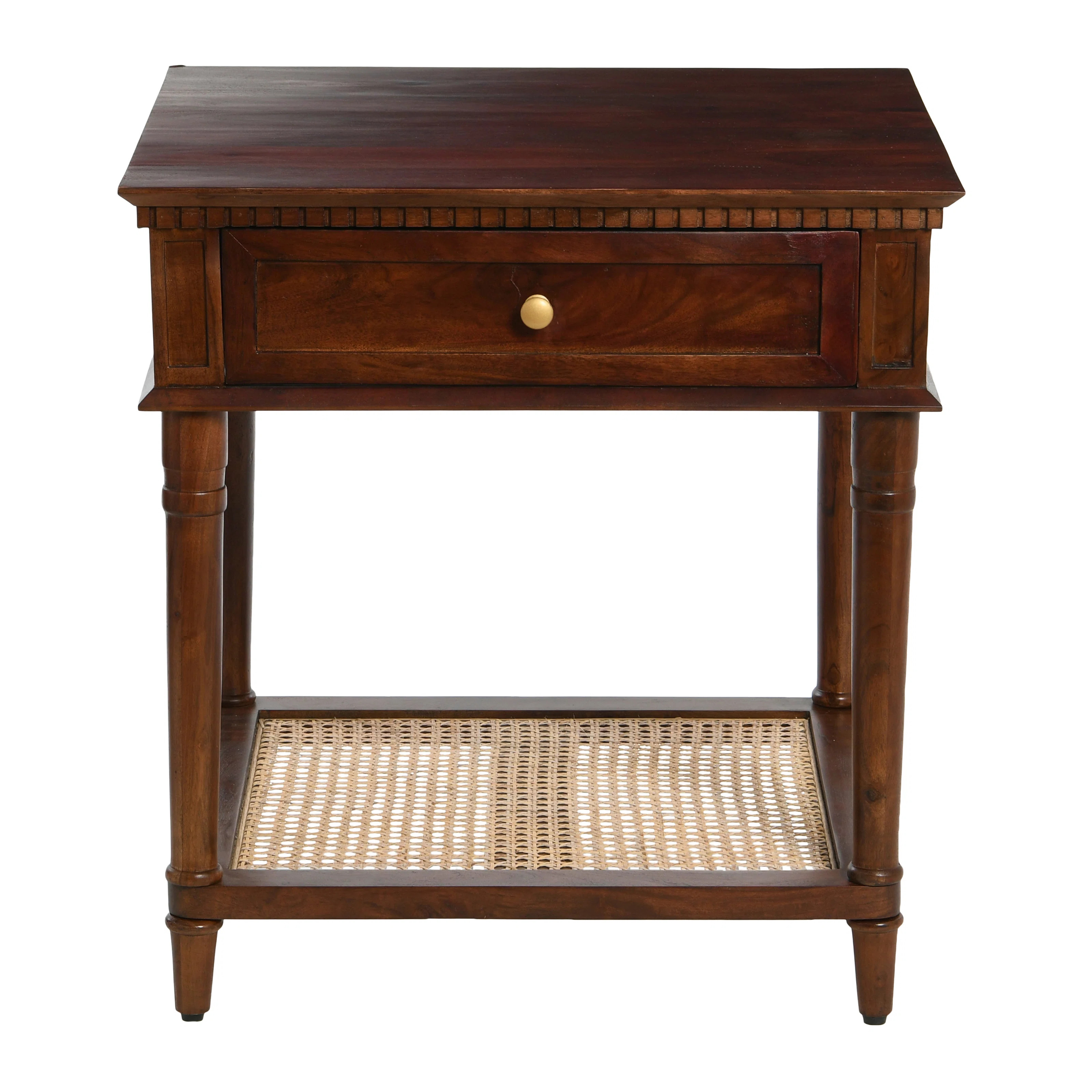 Maxwelton Solid Wood End Table with Drawer and Woven Cane Storage Shelf | Wayfair North America