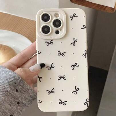 Apple Phone Case 1pc Black Bow Pattern Phone Case Compatible With IPhone 16 Pro Max, 11/12/13/14 Plus, XR/7/8 Plus/15 Pro Max | SHEIN