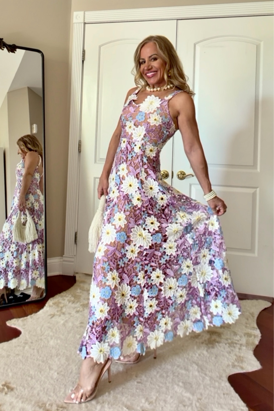 This gorgeous guipure lace gown is a perfect wedding guest dress or any special occasion where you want to make a stunning, romantic entrance! 

The bodice fits beautifully and the a-line skirt subtly flares out for a look of dramatic elegance that is ideal for the dance floor 💃🏻 

Another designer look for less that’s under $90 from @Chicwish 💜🩵🤍