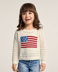 Girls Long Sleeve Crochet Flag Sweater - Nantucket Charm - CREAM | Gymboree | Gymboree