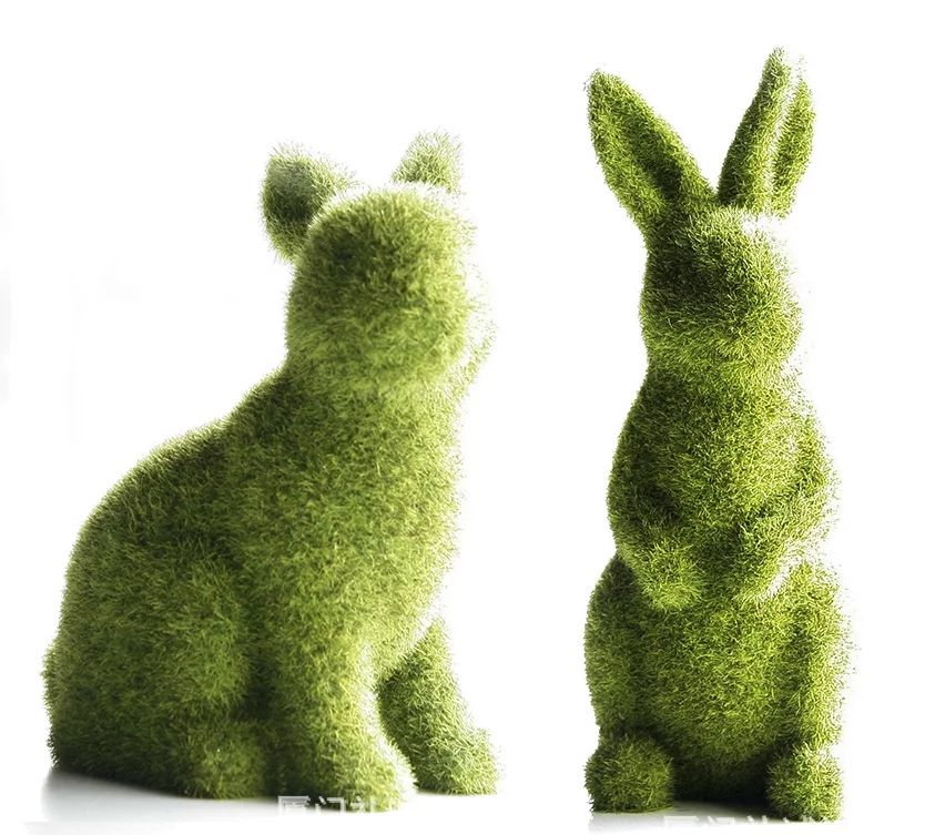 Easter Decor Moss Bunny Artificial Flocked Rabbit Garden Ornament | Walmart (US)
