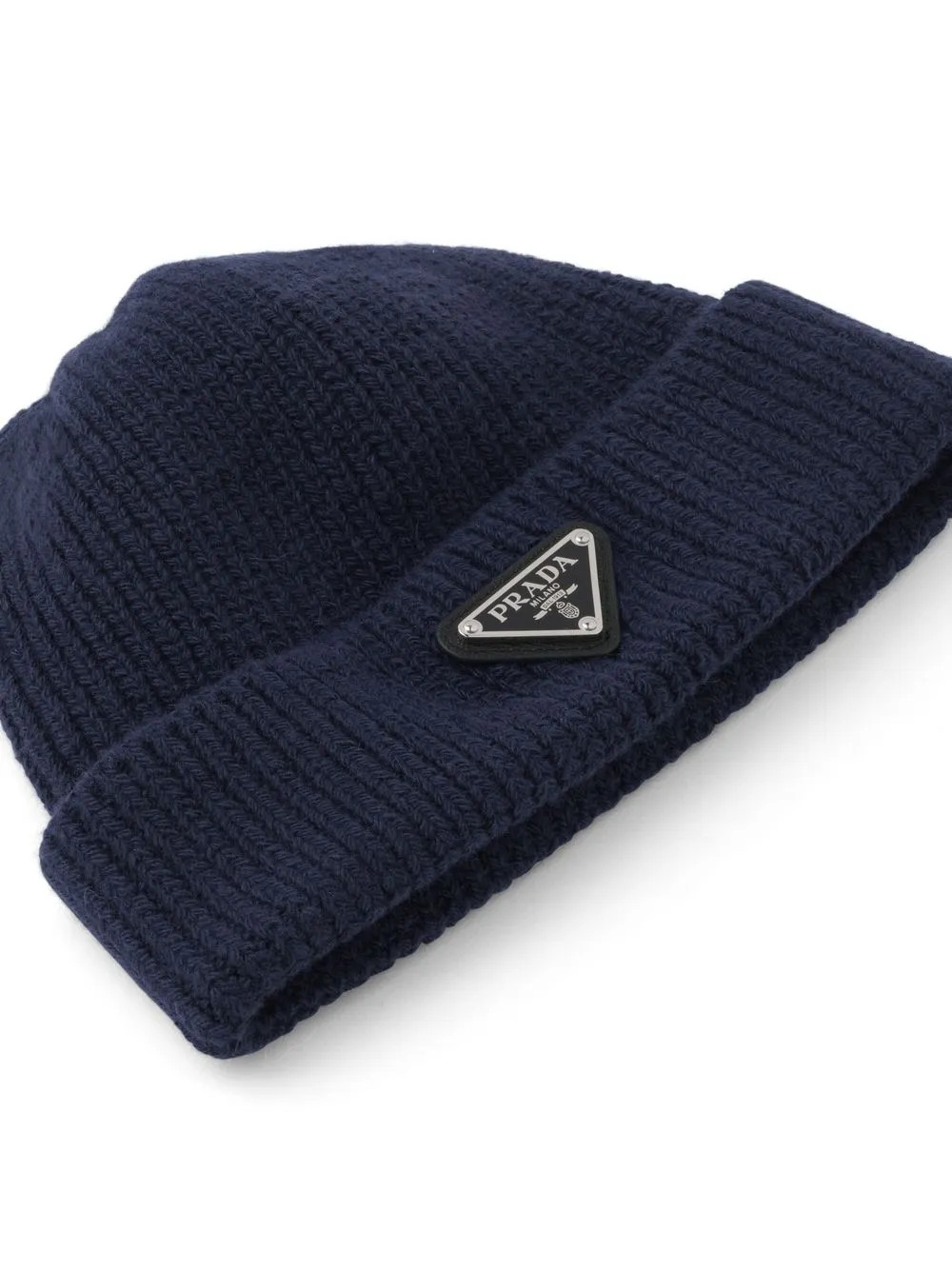 Prada triangle-logo wool-cashmere Beanie | Blue | FARFETCH | Farfetch Global