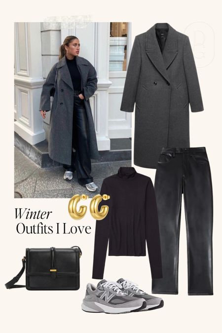 Winter Outfit Idea // winter coat, winter outfit inspo, winter outfits, cold weather outfit, casual winter outfit, grey coat, leather pants outfit

#LTKstyletip #LTKSeasonal #LTKsalealert