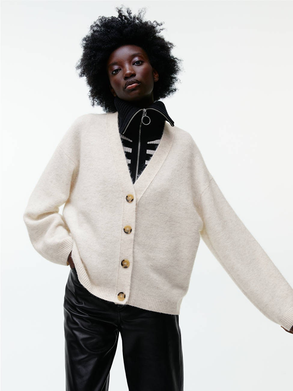 Alpaca Blend Cardigan - Light Beige Melange - ARKET GB | ARKET (US&UK)