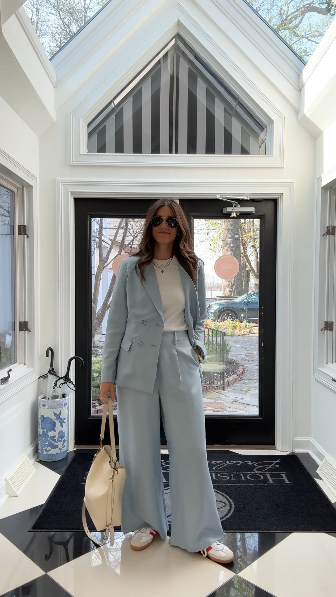 When in doubt, a suit and sneakers never fail me 🥰. Styled this look with minimal effort thanks to my FAVORITE slim fit layering tee (true to size)

#LTKSeasonal #LTKworkwear #LTKVideo