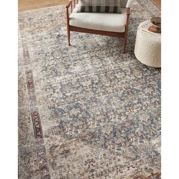 Georgie Power Loom Performance Teal/Antique Rug | Wayfair North America