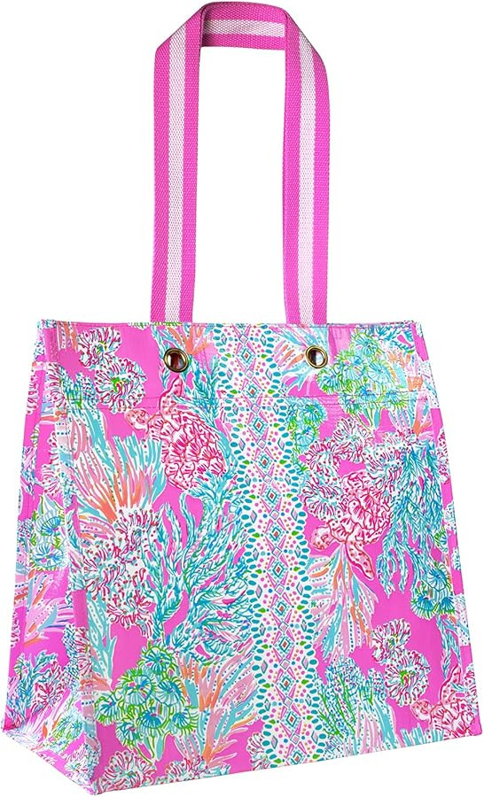 Lilly Pulitzer Market Shopper Bag, Reusable Grocery Tote, Shoulder Bag for Produce or Travel | Amazon (US)
