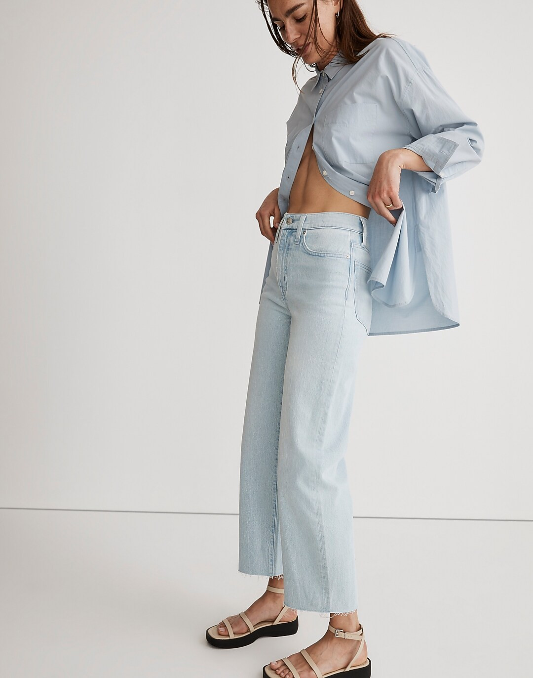 The Perfect Vintage Wide-Leg Crop Jean in Ward Wash: Raw-Hem Edition | Madewell