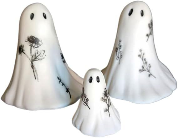 Cute Ceramic Spooky Sculptures Set Halloween Spooky Decorations Ghost Sculptures Ceramic Print Ta... | Amazon (US)