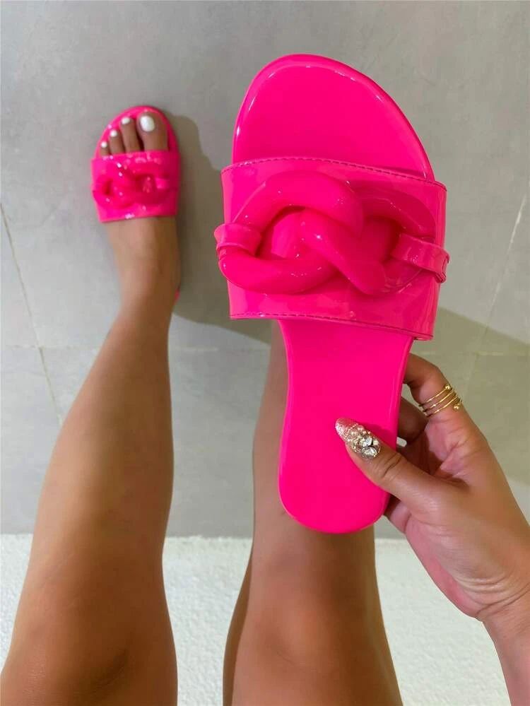EMERY ROSE Minimalist Chain Decor Slide Sandals | SHEIN