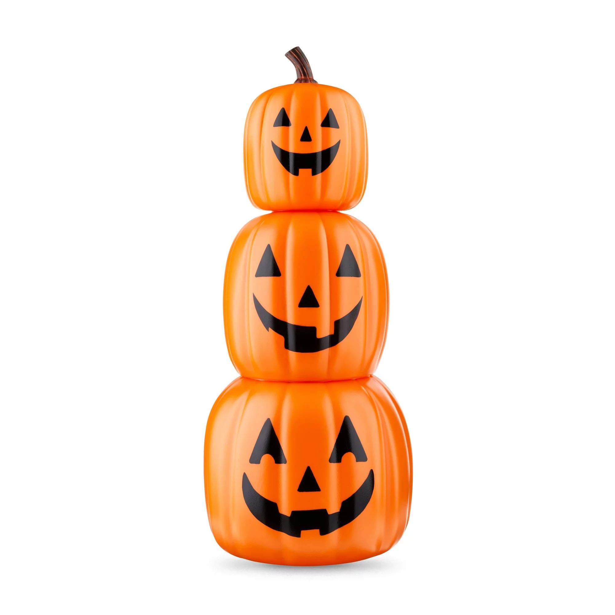 Halloween 24 inch Orange Stackable Pumpkins Decoration, Way To Celebrate | Walmart (US)