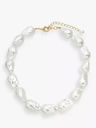 John Lewis Irregular Faux Pearl Necklace, White/Gold | John Lewis (UK)