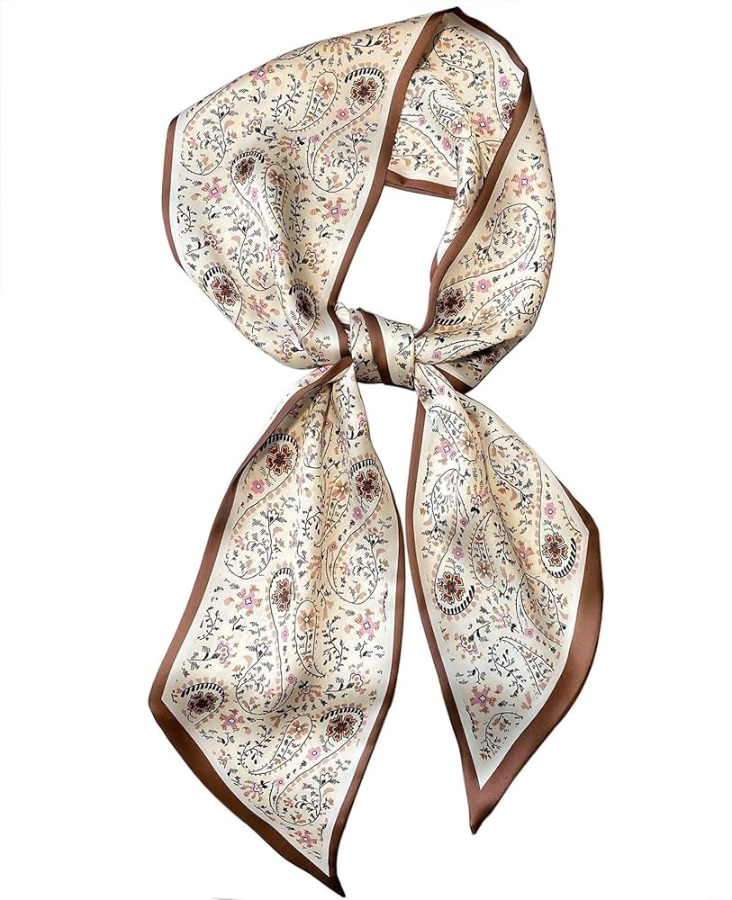 kcctoo 59” Long Silk Like Head Scarf Women's Fashion Square Neck Satin Scarfs for Bag Hair Scar... | Amazon (US)