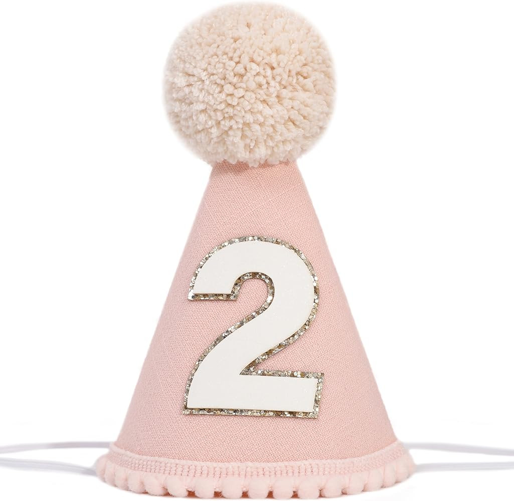 Simple 2nd Birthday Hat - Second Cone Hat,Two Years Old Decor Photo Props,Party Crown Outfit for Girls/Boys | Amazon (US)