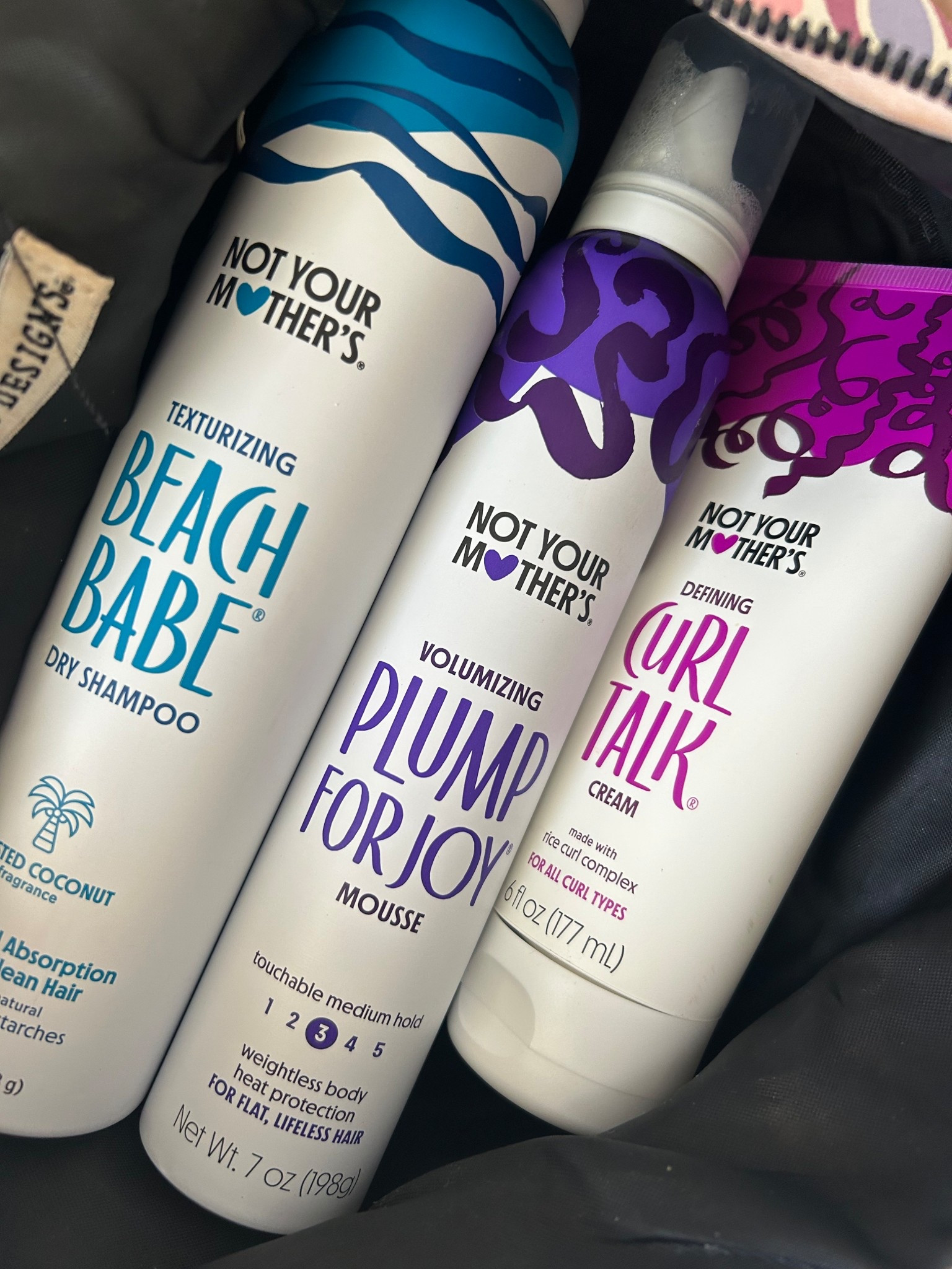 hair packing essentials 💙💜💗