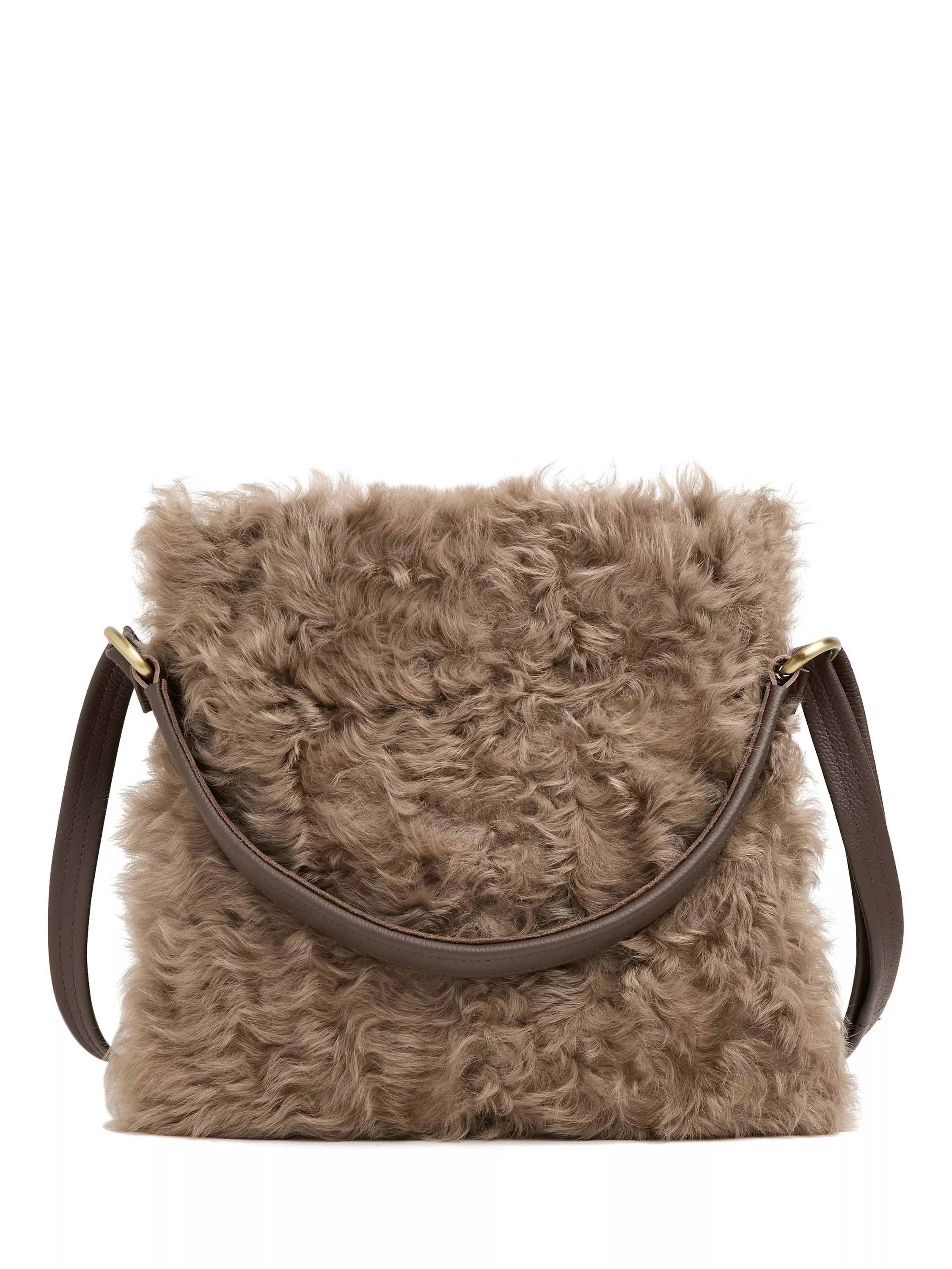 Celtic & Co. Toscana & Leather Shoulder Bag, Taupe | John Lewis (UK)