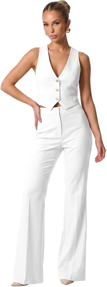 2 Piece Womens Summer Outfits White Suits for Women Size X-Large | Amazon (US)
