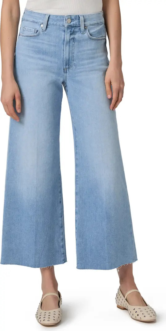 PAIGE Anessa High Waist Frayed Hem Crop Wide Leg Jeans | Nordstrom | Nordstrom
