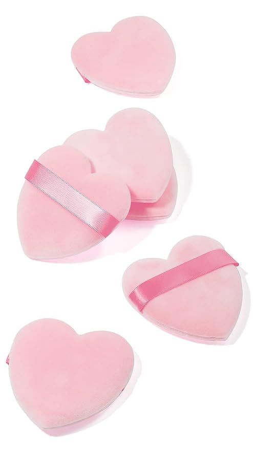 MOTZU 6 Pieces Powder Puff for Face Powder, Pink Heart Makeup Puff, Cotton Velour Face Puffs for ... | Amazon (US)