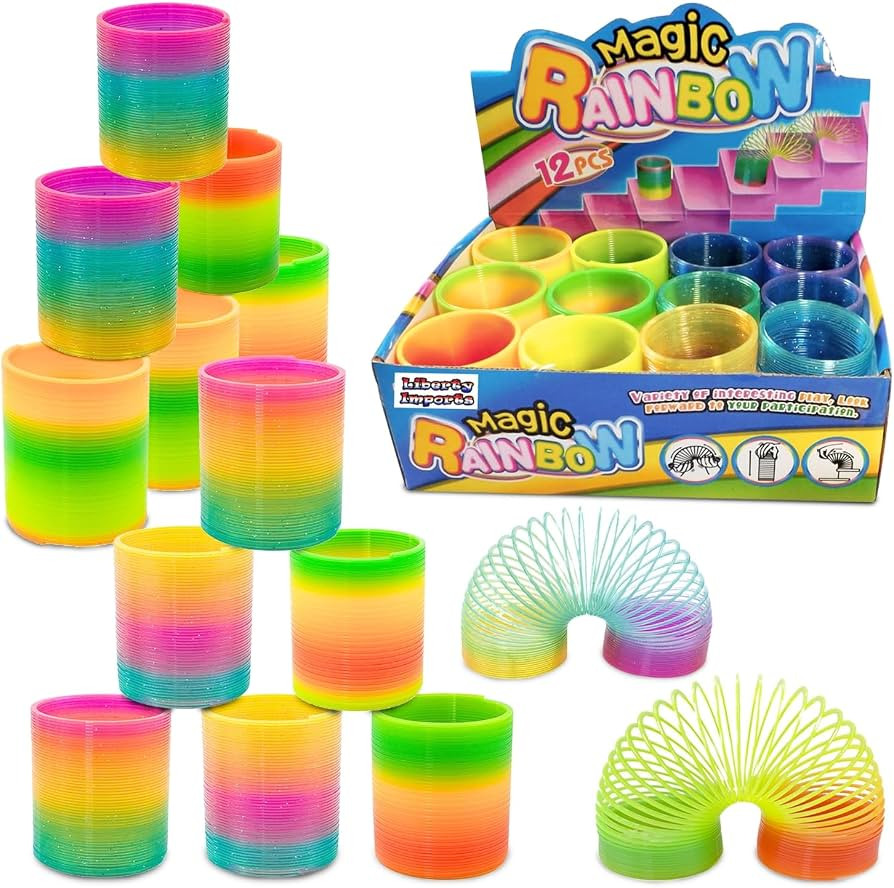 Liberty Imports 12 PCS Magic Rainbow Coil Springs - Small Colorful Neon Plastic Bulk Toys for Kid... | Amazon (US)