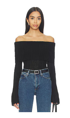 MORE TO COME Ingrid Off Shoulder Sweater in Black from Revolve.com | Revolve Clothing (Global)