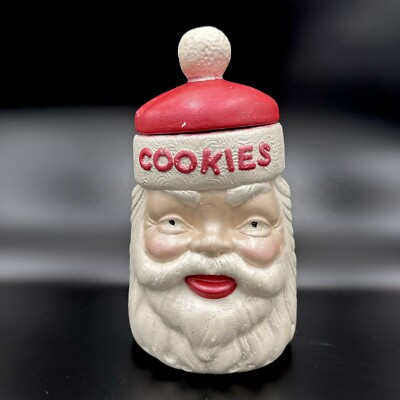 Vintage Santa Claus Head Cookie Jar Christmas Chalkware Hand Painted 12.5” | eBay | eBay US