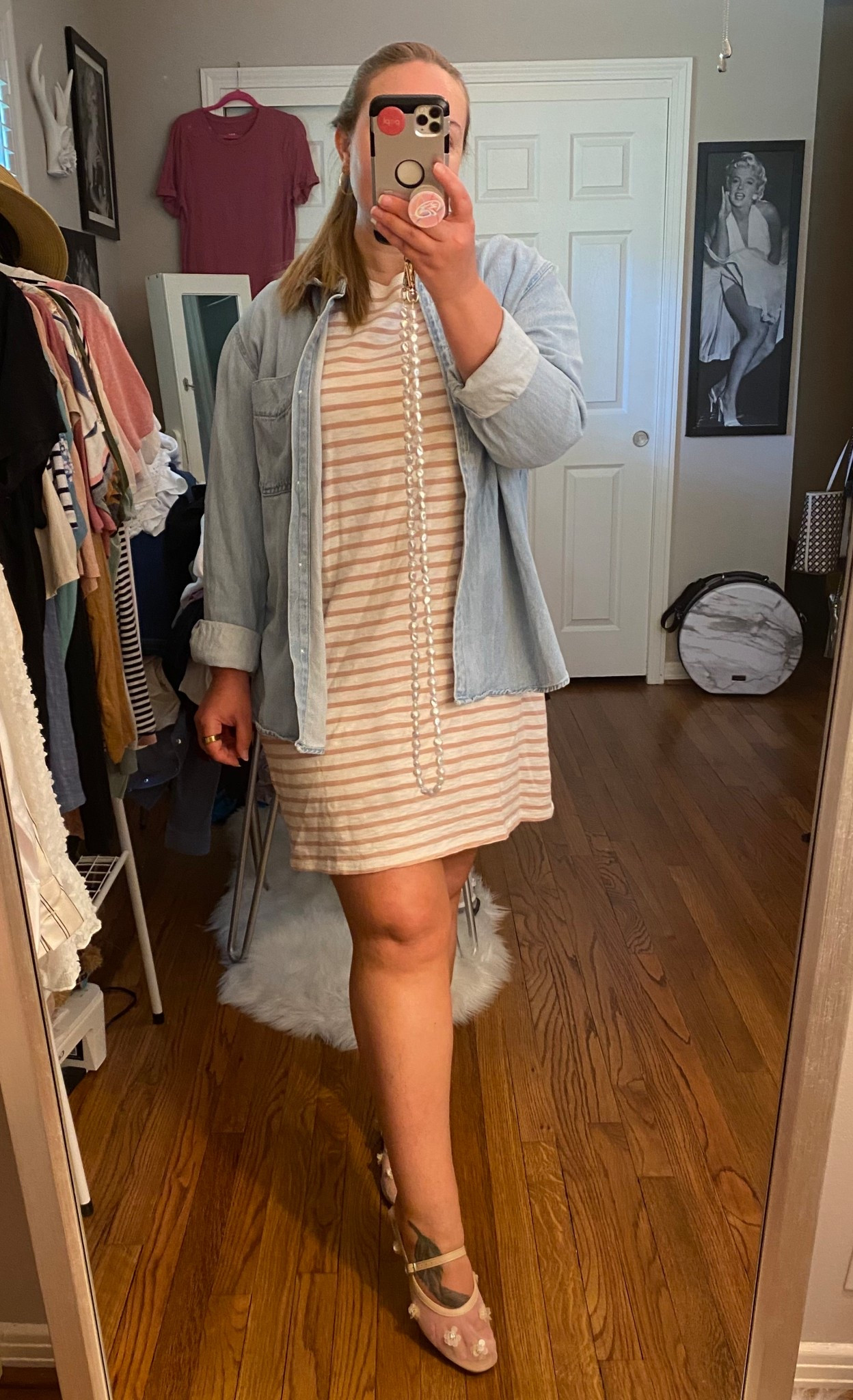 mesh flats, spring outfit, shirt dress, t-shirt dress, denim shirt, light denim shirt

#LTKShoeCrush #LTKMidsize #LTKFindsUnder50