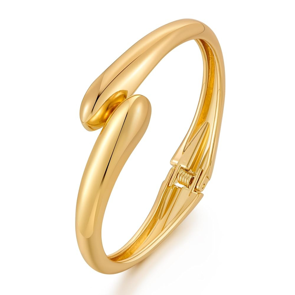 MUYAN Polished Chunky Hinged Bangle Bracelet for Women Trendy Twisted Statement Cuff Bracelet Fas... | Amazon (US)