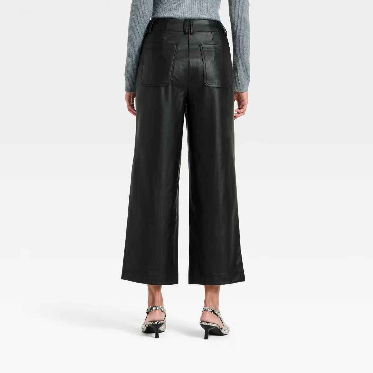 Women's Faux Leather Sailor Pants - A New Day™ Black | Target